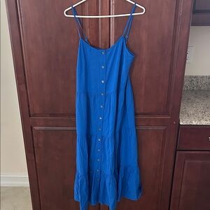 J. Crew Royal Blue Button-Front Midi Dress with Pockets
